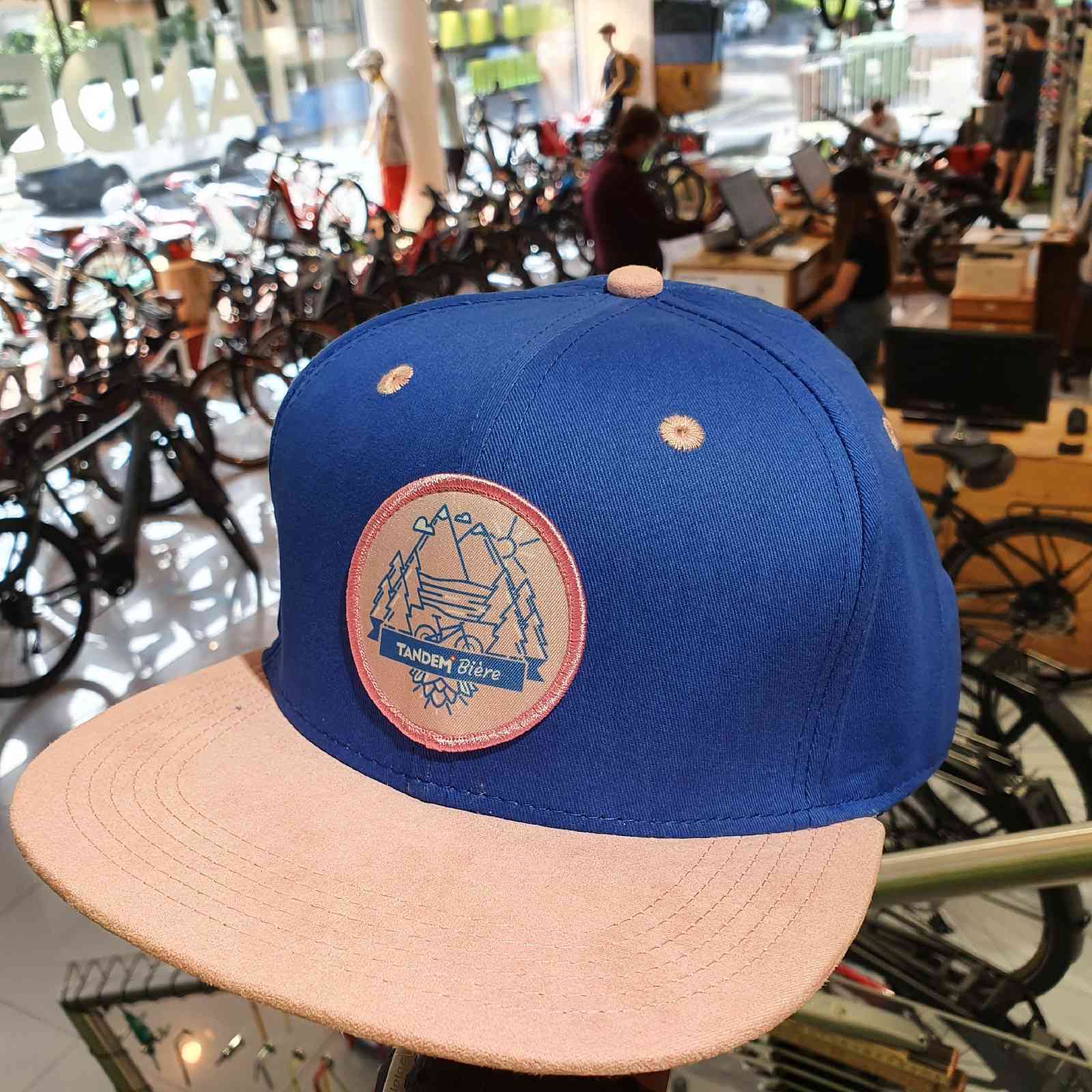 Casquette "Tandem Bière" bleue et rose